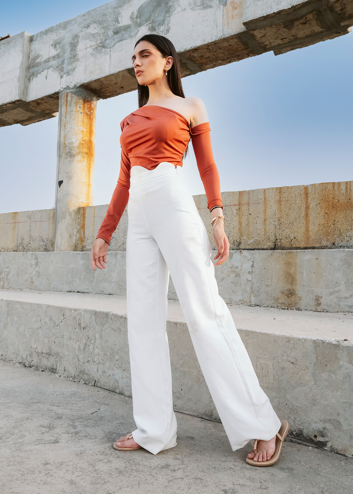 Apricot Asymmetric neck bodysuit