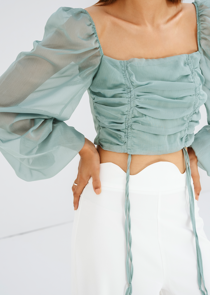 Aqua Ruched Blouse