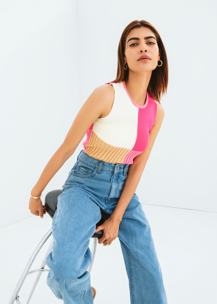 Colorblock knitted top